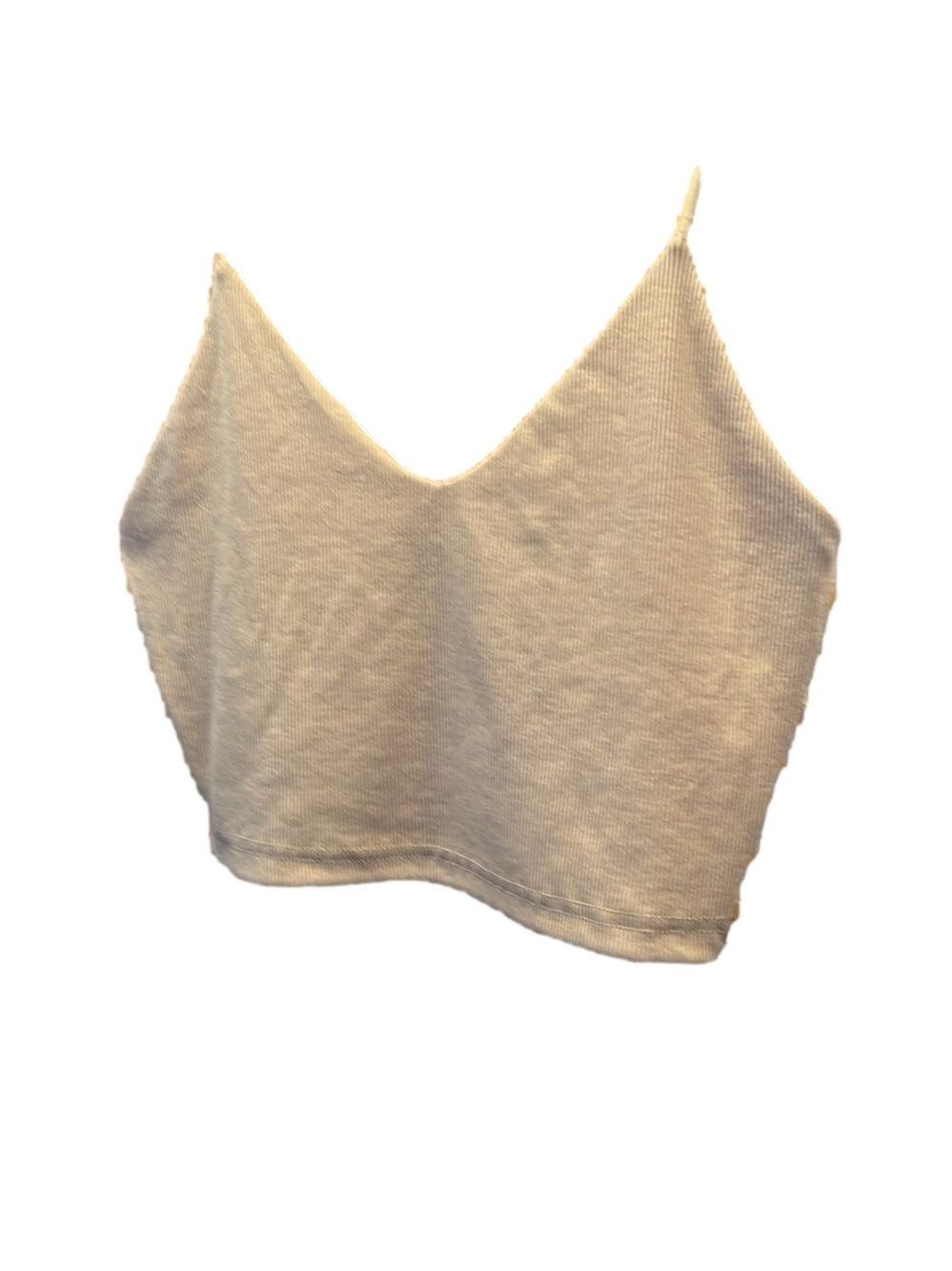 Beige Halter Top, Size L, NWOT, light ribbing , bra lined. 100% Polyester